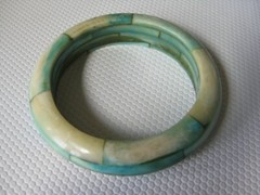 Vintage INDIA Label Dyed Bone Bracelet Bangle Laminated Natural Turquoise Green