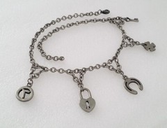 Vintage Pewter Lucky Charm Necklace