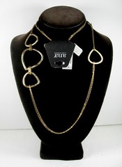 A.N.A Vintage NECKLACE Rounded Triangles Goldtone Designer Signed Tags Ana 36″
