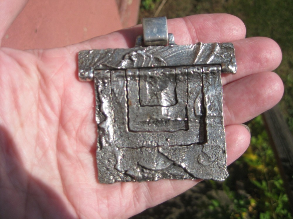 vintage guy vidal silver plated pewter pendant modernist