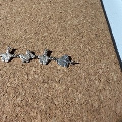 Vintage 1950s Sterling Silver Peter Rabbit Storybook Animal Link Bracelet