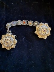 Traditional Afghan MetalWork Sweater Guard With Agate + Other Stones
