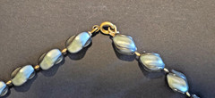 Vintage Gray Swirl Marbled Lucite Acrylic ? Bead Necklace Oval Retro MCM 17 In