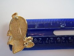 KREMENTZ Rabbit Bunny PIN BROOCH Faux Pear Crystal Yellow Gold Tone Pink Eyes