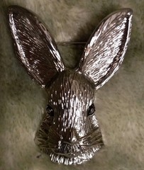 Bunny/Rabbit Head Brooch/Pin Brushed Silvertone Jewelry New!