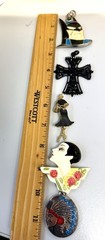 Vintage Mixed Pendant & Brooch Lot Batman Gothic Cross Art Deco Lady Enamel