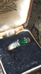 Vintage 1990-s 14 Ct Rolled Gold Emerald Ring Size UK R US 8 1/2 – Hallmarked!!
