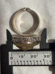 Retired Sajen Amber Agate turtle Carved 8.5 Size Silver 925 Ring