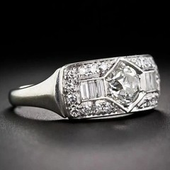 Art Deco Style Milgrain Halo 3.48Ct Lab Created Diamond 14K White Gold FN Ring