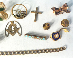 Victorian Edwardian 2 Deco Gold Fill/Plated Wear Repair Craft Scrap Jewelry Lot