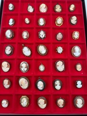 Antique Cameo Brooch Collection. 35 Total