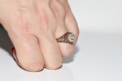 Antique Ottoman Circa 1900s 14k Gold Natural Rose Cut Diamond Enamel Ring