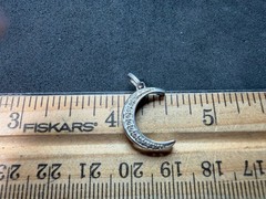1.22g Vintage Sterling Silver 925 Crescent Moon Pendant Sparkling Accents M