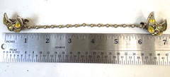 Vintage Sweater Guard Clip Crescent Moon Yellow Glass Teardrop Cabochons