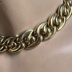 80s Chunky Gold Tone Curb Chain Statement Collar Necklace 18in