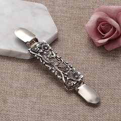 Vintage Flower Shawl & Cardigan Clip Brooch – Antique Zinc Alloy Sweater Collar