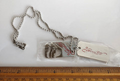 Signed Ed Hardy Rhinestone Eagle Y2K Dog Tag Chain Necklace *23″