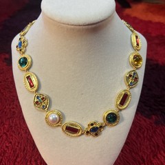 Signed Reya Multicolor Gold Plated Jewels Of India Necklace tik tok Famous HTF