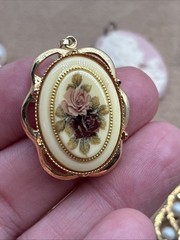 VTG Estate Jewelry Gold/Silver Tone Cameo Rhinestone C-Clasp Some Signed NICE 20