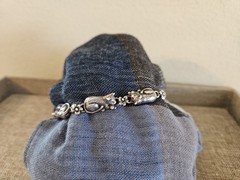 1989 Carol Felley 7.5″ Sterling Silver Cat Bracelet Southwest Designer Vintage