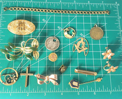Victorian Edwardian 2 Deco Gold Fill/Plated Wear Repair Craft Scrap Jewelry Lot