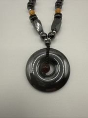 Vintage Hematite Necklace Stretch Bracelet Set Whimsigoth Barrel Clasp 17.5”