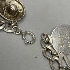 VTG 20 Charm Bracelet Sterling Silver Birthday Natie Cowbell School Hearts 6.5″
