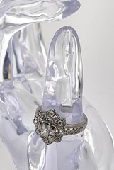 MEDA Sterling COCKTAIL RING w/Baguette & Other CZ In Filigree Setting Size 7.5
