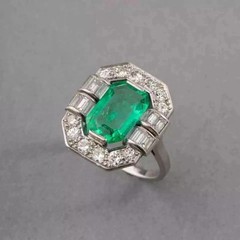 Share 5.85Ct Art Deco Style Lab Created Emerald & Diamond Anniversary 925 Silver