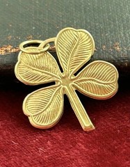 Vintage Lucky Charm Pendant Four Leaf Clover Brass Metal Jewelry Shamrock