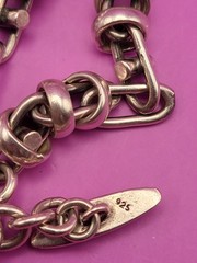 Vintage 925 Modernist Unisex Wrapped Link Bracelet Toggle Close 42g Apx 7.75”