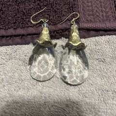 Vintage Opaline Glass Dangle Earrings Silver Tone
