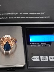 Vintage 1990-s 14 Ct Rolled Gold Sapphire Ring Size UK P US 7 1/2 – Hallmarked!