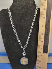 Pendant Necklace Silver Chain Style with Reversible Pendant 103