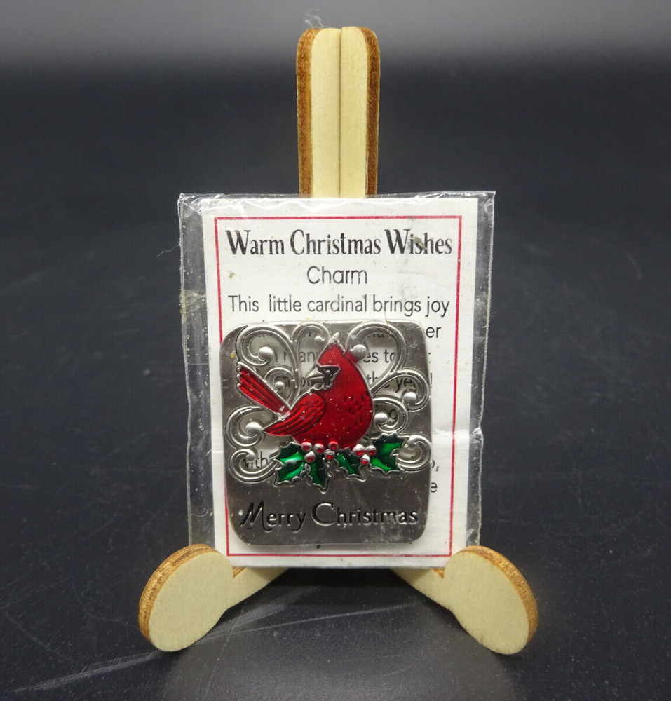 Warm Christmas Wishes Holiday 1.5″ Cardinal Zinc Pocket Charm w/ Story Card