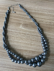 Roman Vintage Double Strand Faux Gray Pearl Necklace