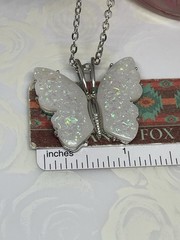 Silver Fire Opal Butterfly Anniversary Birthday Wedding White Gift Memorial Brid
