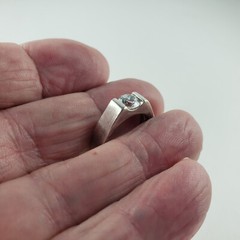 Sterling Silver Ring White Solitaire CZ 6.2g Size 8 BOCCO [7749]