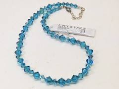 Vintage Signed Swarovski By L & J Necklace Blue Beaded Crystal Glass D5378