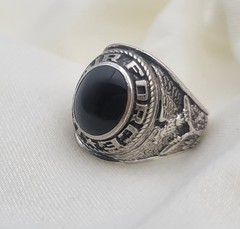 Vintage Crest Craft Sterling US Air Force Military Ring Size 8.75 Onyx Stone