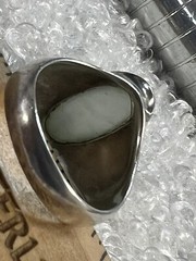 Very light green Jade Sterling Silver 925 VINTAGE Men’s 3/4″ N BAND RING size 10