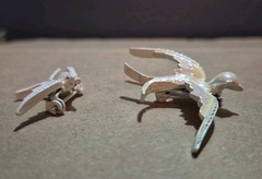 Vintage White Iridescent Enamel Swallow Birds Pins Set Of 2-READ*