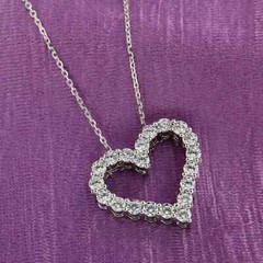 Heart Cut Lab Created Diamond Engagement Love New Pendent 14K White Gold Finish