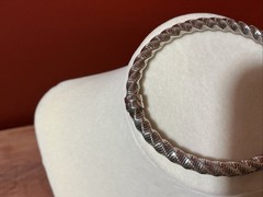Vintage 950 Silver Milor Italy Twist Hinged Bangle Bracelet 7″