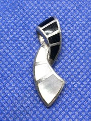 Set Pendant & Earrings 925 Sterling Silver 1970s Abalone Onyx NF Thailand