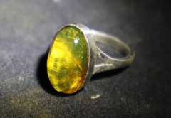 Finest Natural Clear Ocean Green Amber .925 Sterling Silver Ring #6 free resize