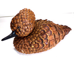 Handmade Pine Cone Duck Folk Art Figurine Rustic Craft WV14