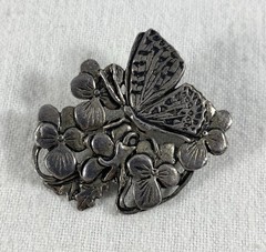 Artisan MASJ Maureen Ann Story Jones Silver Plated Pewter Butterfly Brooch