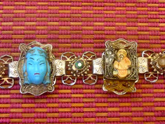 Jinn wishing genie blue Tara good luck talisman lucky charm bracelet Asian c1960