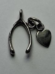 Vintage Wells Small Sterling Silver .925 “Good Luck” Wishbone Charm Pendant